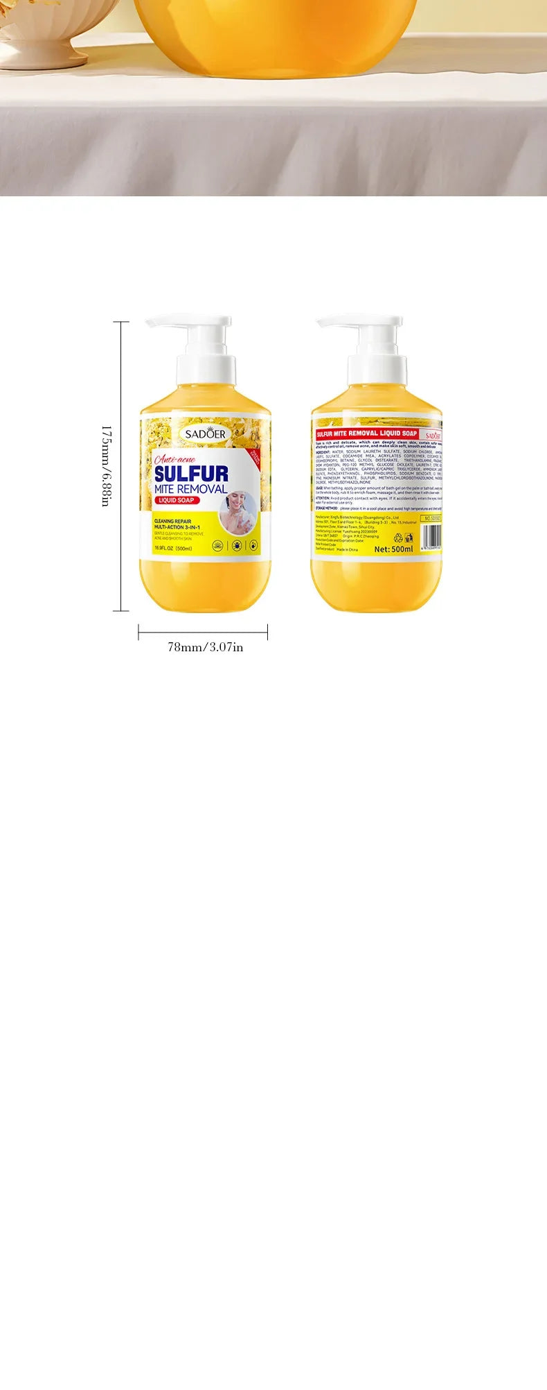 500ml Deep Cleansing Sulfur Mite Removal Body Wash Oil Control Shower Gel  Bath and Body Cleansers