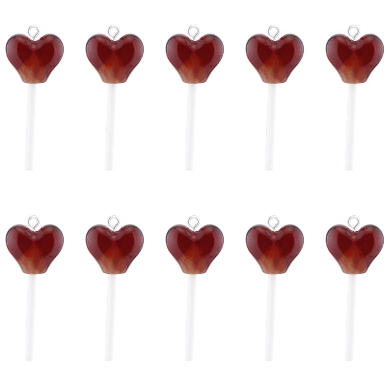 10Pcs Sugar Candy lollipop Resin Charms Diy Findings Kawaii 3D Keychain Earring Pendant Charms For Jewelry Making Suppplies