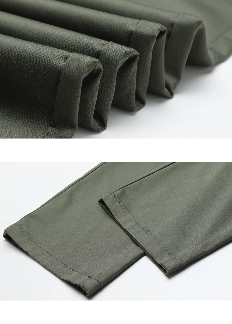Spring Summer Cotton Casual Pants Mens Clothing Straight Business Green Black Khaki Trousers Male Brand 2022