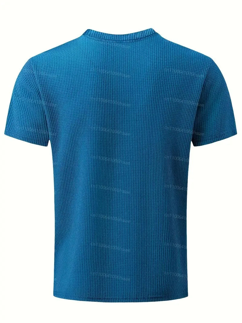 2025 New Summer Men's High-End Mesh Ice Silk Round Neck Short Sleeve Acrylic Anti-Wrinkle Pop Breathable High Street Polo Shirt