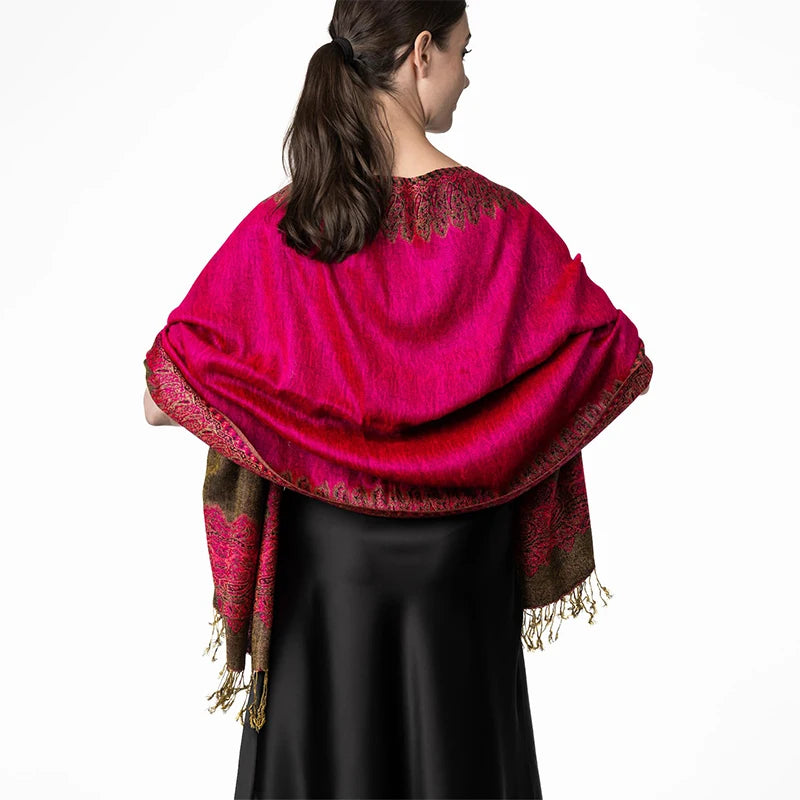 Tassel Blanket Design Thick Pashmina New Winter Warm Shawl Wrap Cashmere Scarf Women Neckerchief Poncho Stoles 2024