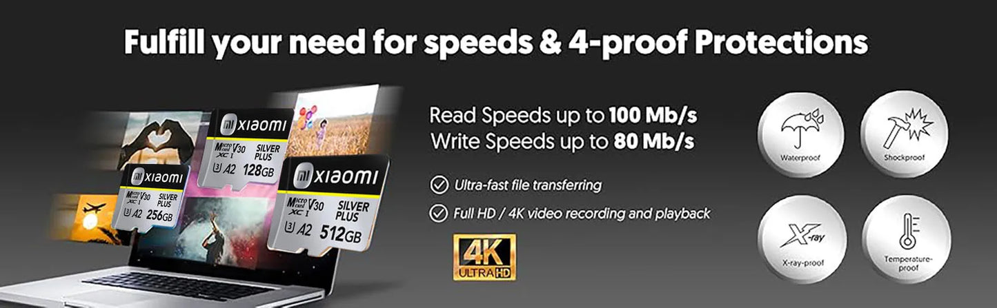 Xiaomi Micro SD Card Ultra SD Memory Card 128GB 256GB 32GB 64GB MicroSD U3 A2 TF Flash Card for Xiaomi Phone Camera table PC