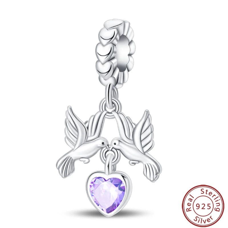 100% 925 Silver Parrot Hummingbird Owl Birds Fashion Design Charms Beads 3mm DIY Fine Jewelry Gifts Making Viralgem Store