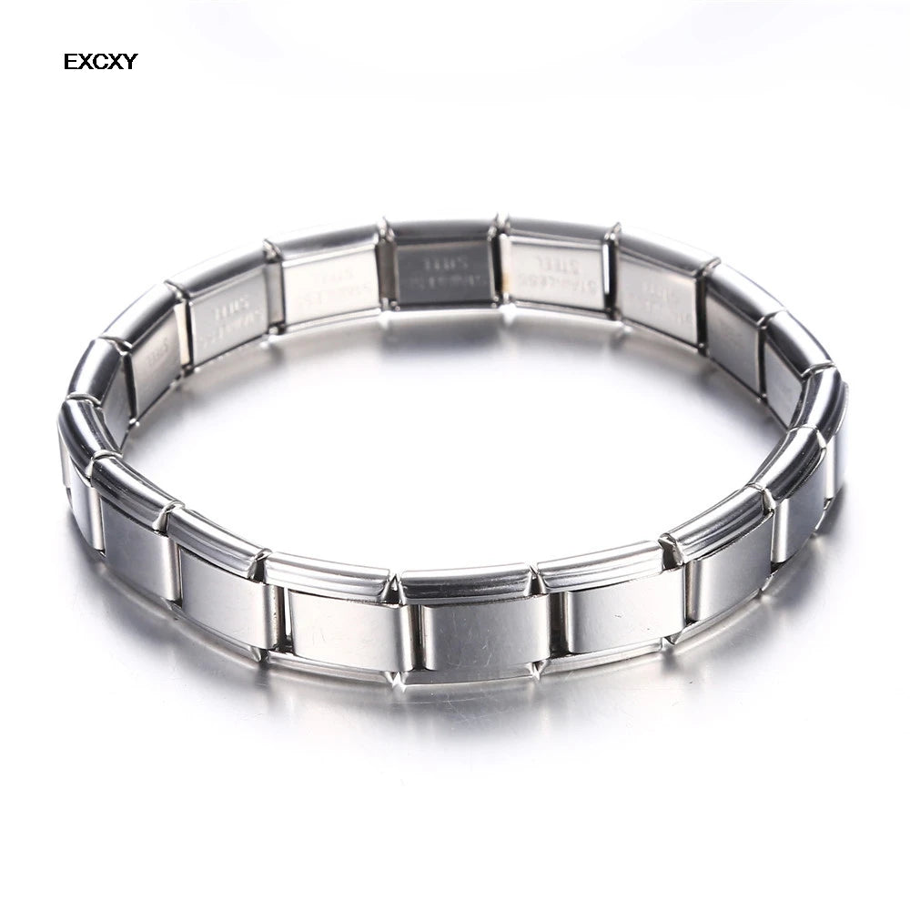 9 mm Wide Stainless Steel Bracelets Simple Trendy Style Daily Wear Silver-Color Charm Bracelet For Women On Party Unisex Style