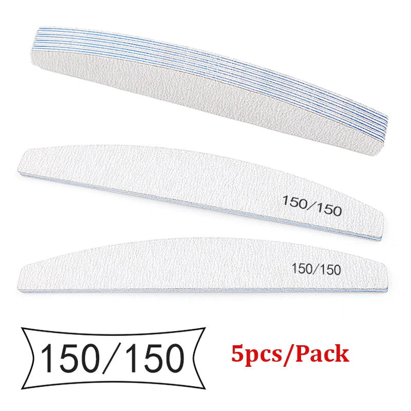 5Pcs/Lot Nail File Mix Color Limas 80/100/150/180/240 Grit Professional Sandpaper Cuticle Remover Buffer Files Manicure Tool Set Viralgem Store