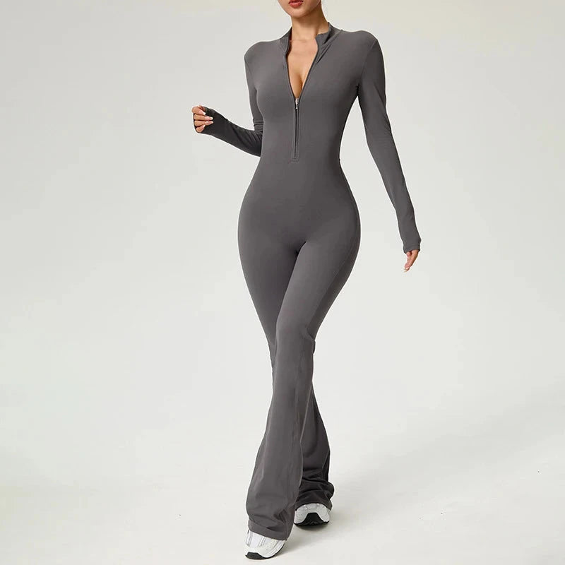 TRY TO BN Sports Yoga Jumpsuit Long Sleeves Zipper High Strength Sportswear Fitness Workout Bodysuit One Piece Gym Woman Clothes Viralgem Store