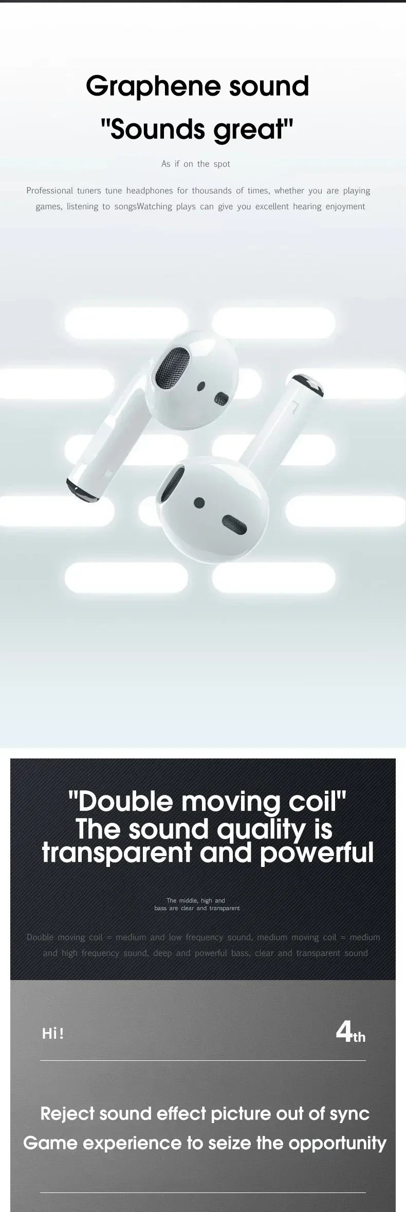 Air Pro4 Wireless Headset Dual Earphones Extra Long Standby for Genshin Impact PlayerUnknown's Battlegrounds Game Accessories Viralgem Store