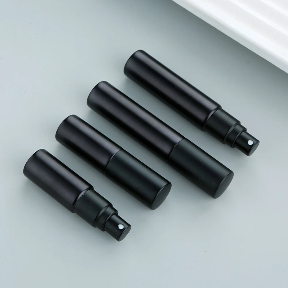 50/100Pcs 5ml 10ml Matte black spray bottle Atomizer Empty Perfume Sample Bottles Custom LOGO Pay Extra