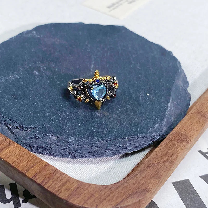 2025 Dark Gothic Irregular Zircon Adjustable Unisex Ring