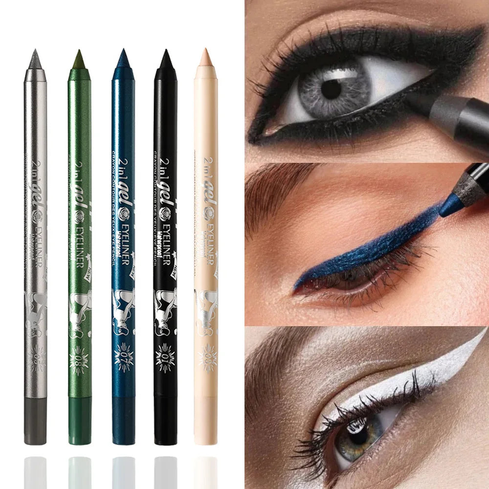 Waterproof Eyeliner Long Lasting Pencil Colourful Pigment Blue Black White Color Gel Eye Liner Pen Makeup Eye Beauty Cosmetics