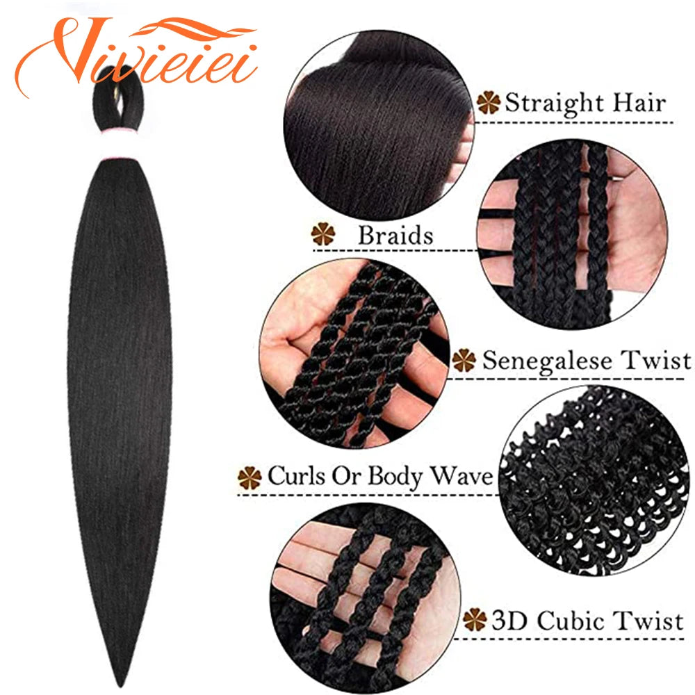 Synthetic Jumbo Braids Hair Extensions 28 Inch Braiding Hair Pre Stretched Orange Green White Blue Red Pink Purple Braids Viralgem Store