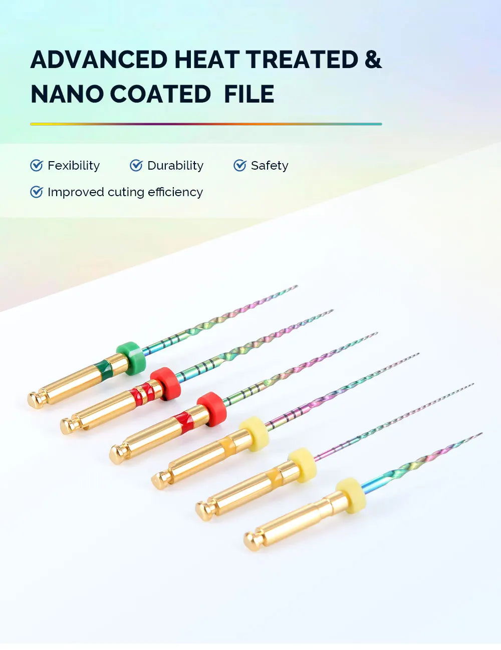 6 Pcs/Box Dental Rotary M3 Rainbow Files Thermal Activation Accessories Endodontic For Root Canal Files Cleaning Dentist Use