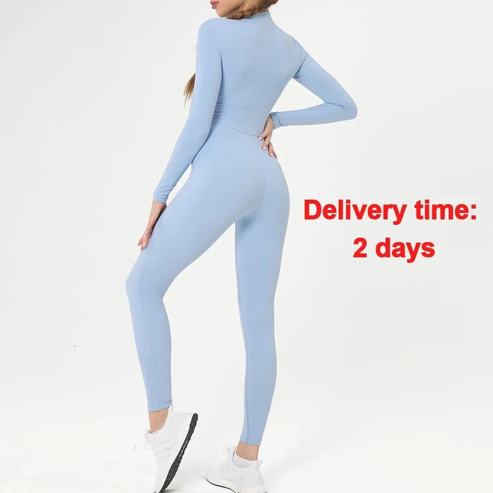 Warm Longsleeve Jumpsuts Women Thickened Sport Overalls Gym Set Zipper Fitness Bodysuits Winter Jumpsuit Workout Tracksuit Viralgem Store