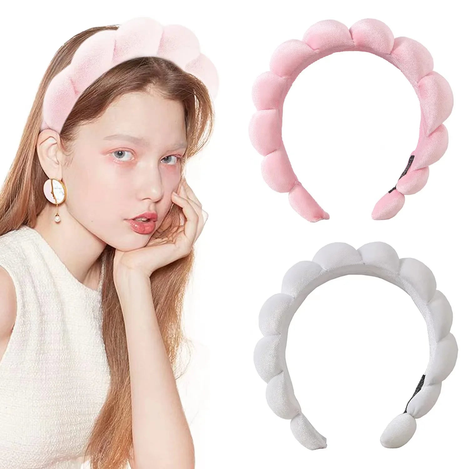 Sponge Co Spa Makeup Bubble Terry Cloth Headband Puffy Retro Hair Bands Soft Hairband Headwear Viralgem Store