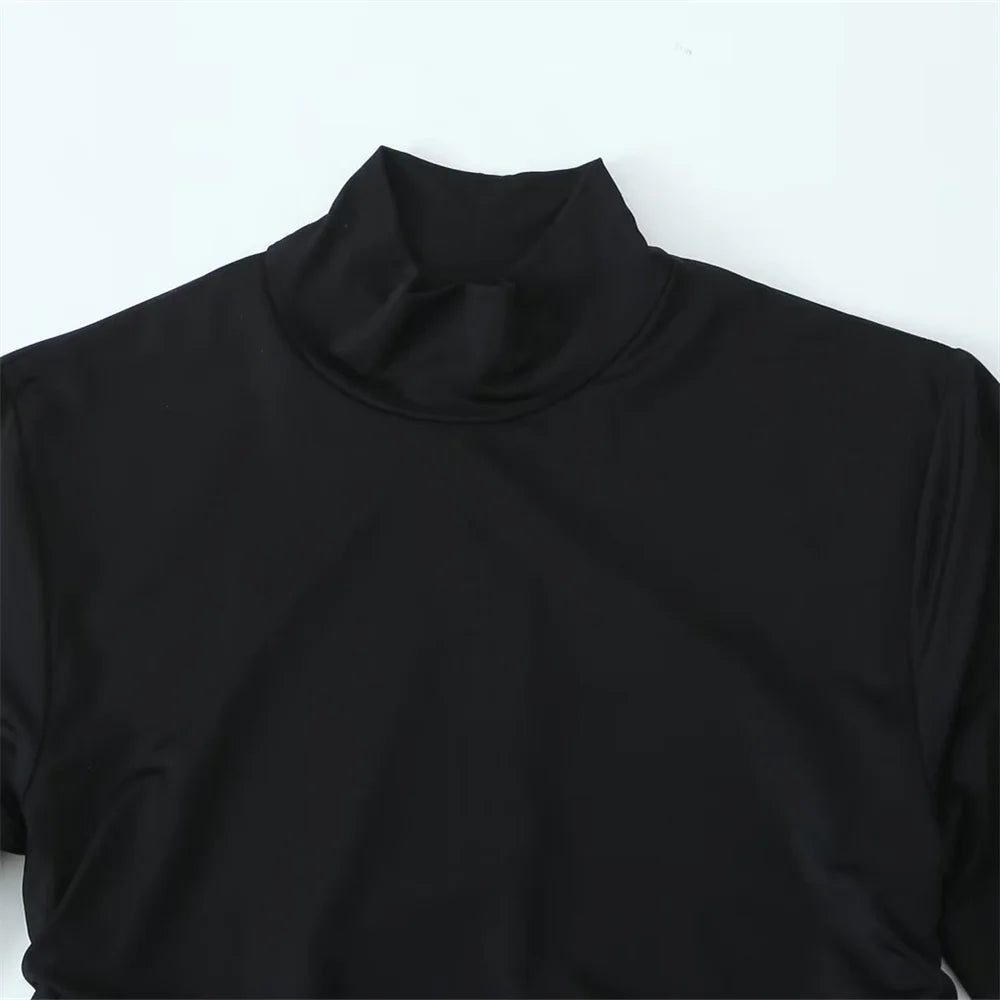 UNIZERA 2023 Autumn/Winter New Product Women's New Fashion Style Slim Opening Design High Neck Slim Fit Dress Viralgem Store