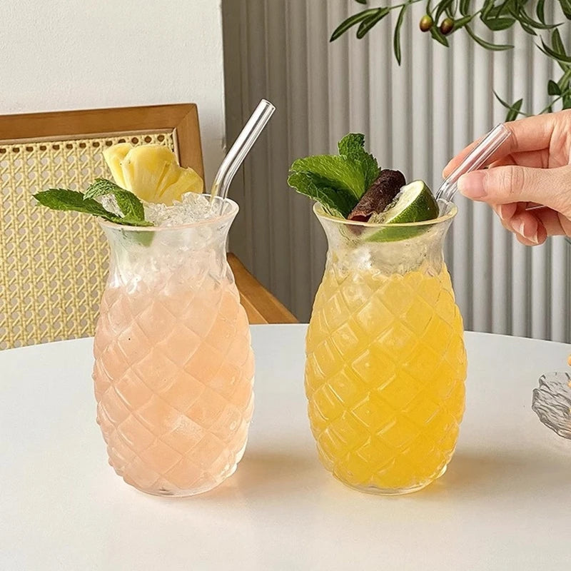 250ml-865ml INS Glass Cup Pineapple Shape Coffee Mug Transparent Cocktail Bar Beverages Soda Water Juice Mugs Cup Drinkware Viralgem Store