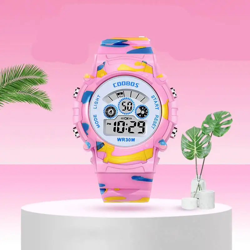 2023 New Boys Sports Military Kids Digital Watches Student Childrens Watch Fashion Luminous LED Alarm Camouflage Girls Clock Viralgem Store