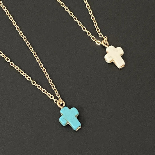 Tiny Cross Neckace for Women Fashion Blue White Color Pendant Fashion Choker Necklace Gift for Firend Wholesale Collar Jewelry