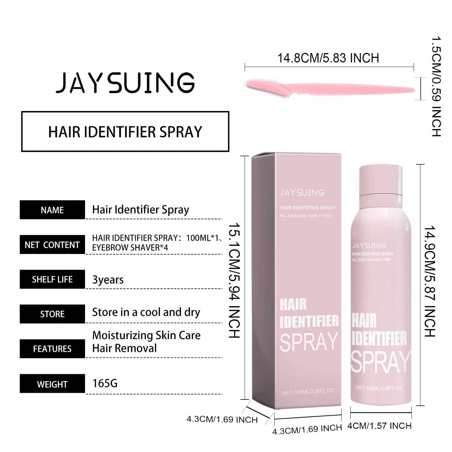 100ml Hair Identifier Spray Dermaplaning Spray Powder For Facial Hair, Moisturizing Skin Care Dermaplaner Spray For Face Shaving Viralgem Store