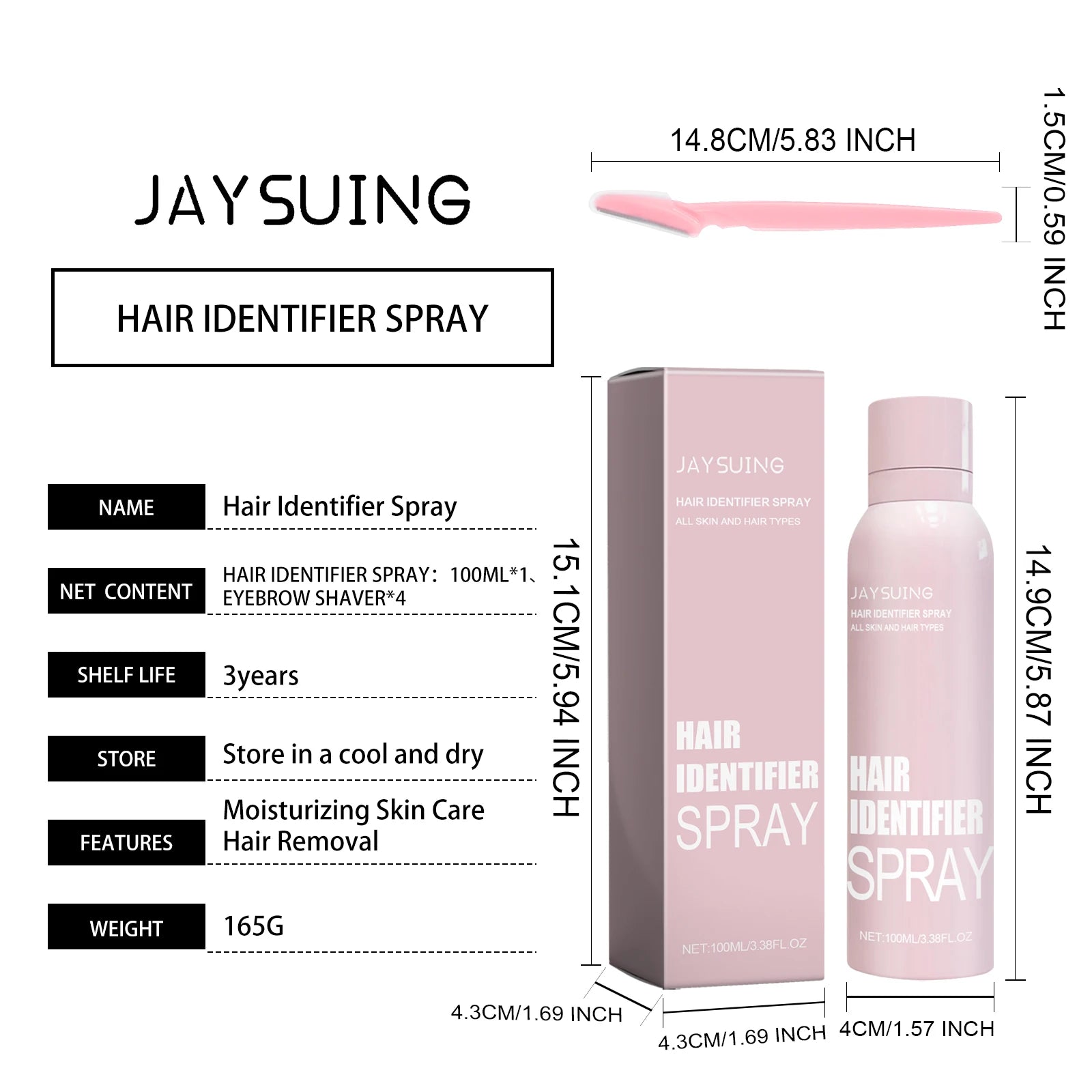 100ml Hair Identifier Spray Dermaplaning Spray Powder For Facial Hair, Moisturizing Skin Care Dermaplaner Spray For Face Shaving Viralgem Store