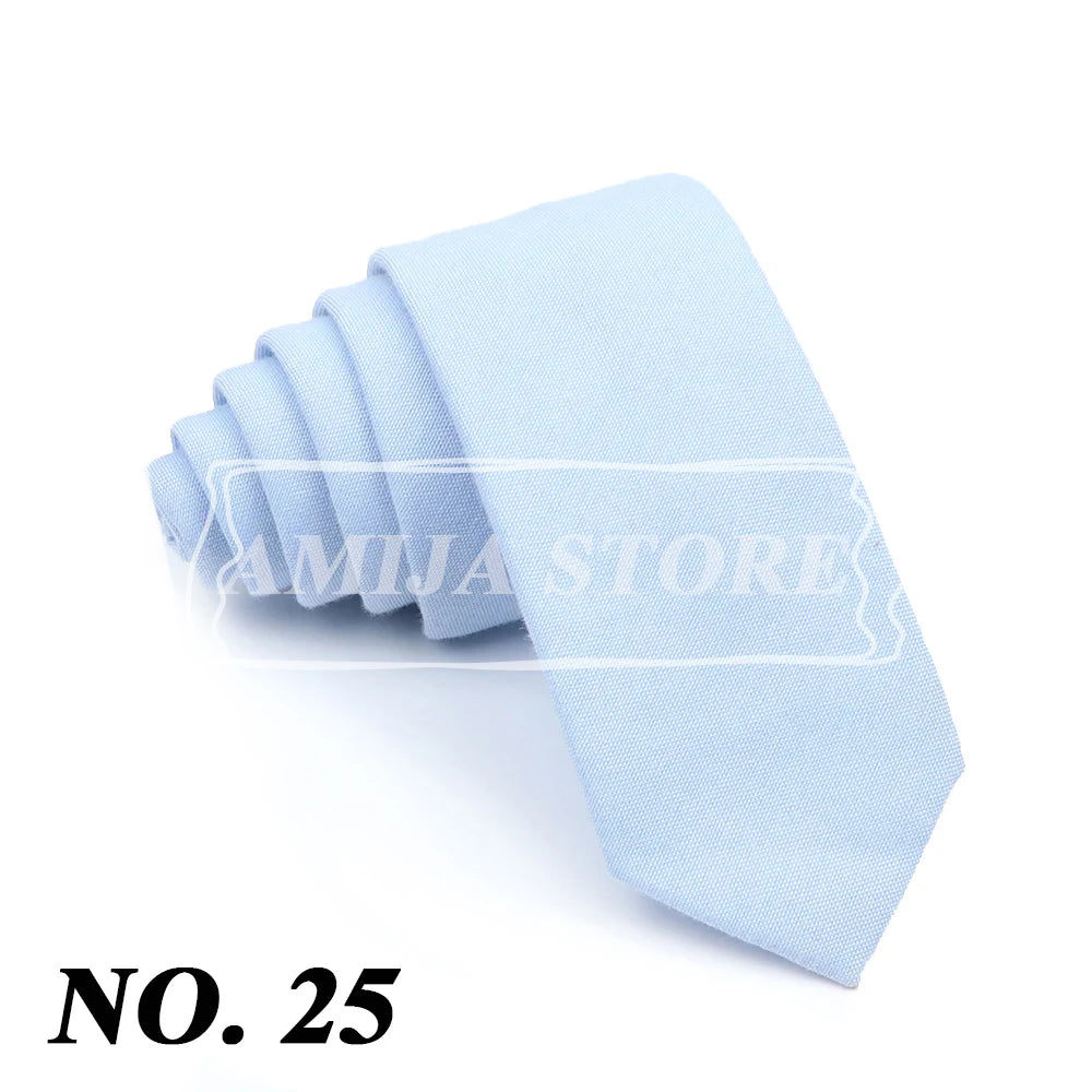 Wed Cotton Tie Solid Color Necktie For Man Woman Blue Pink Yellow Skinny Slim Ties Fashion Wedding Party Gifts Men Accessories