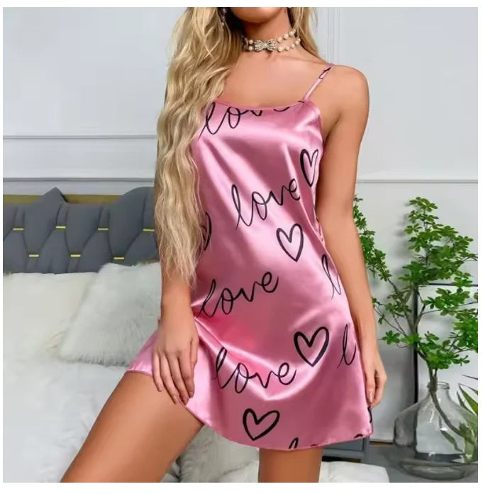 Women Sexy Sleeveless Nightdress Satin Chemise Lingerie Sleepwear Night Dress Cami Slip Dress Nightwear Nightgowns