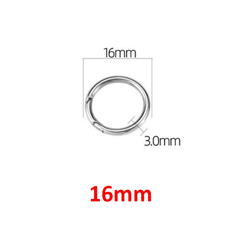 12-35mm Stainless Steel Spring Clasps Keyring Hooks for Keychain Key Holder Openable Round Key Ring Carabiner Jewelry Making DIY