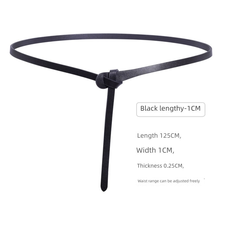 Women's Woolen Sweater Accessories Leather Coffee Color Lengthened Belt