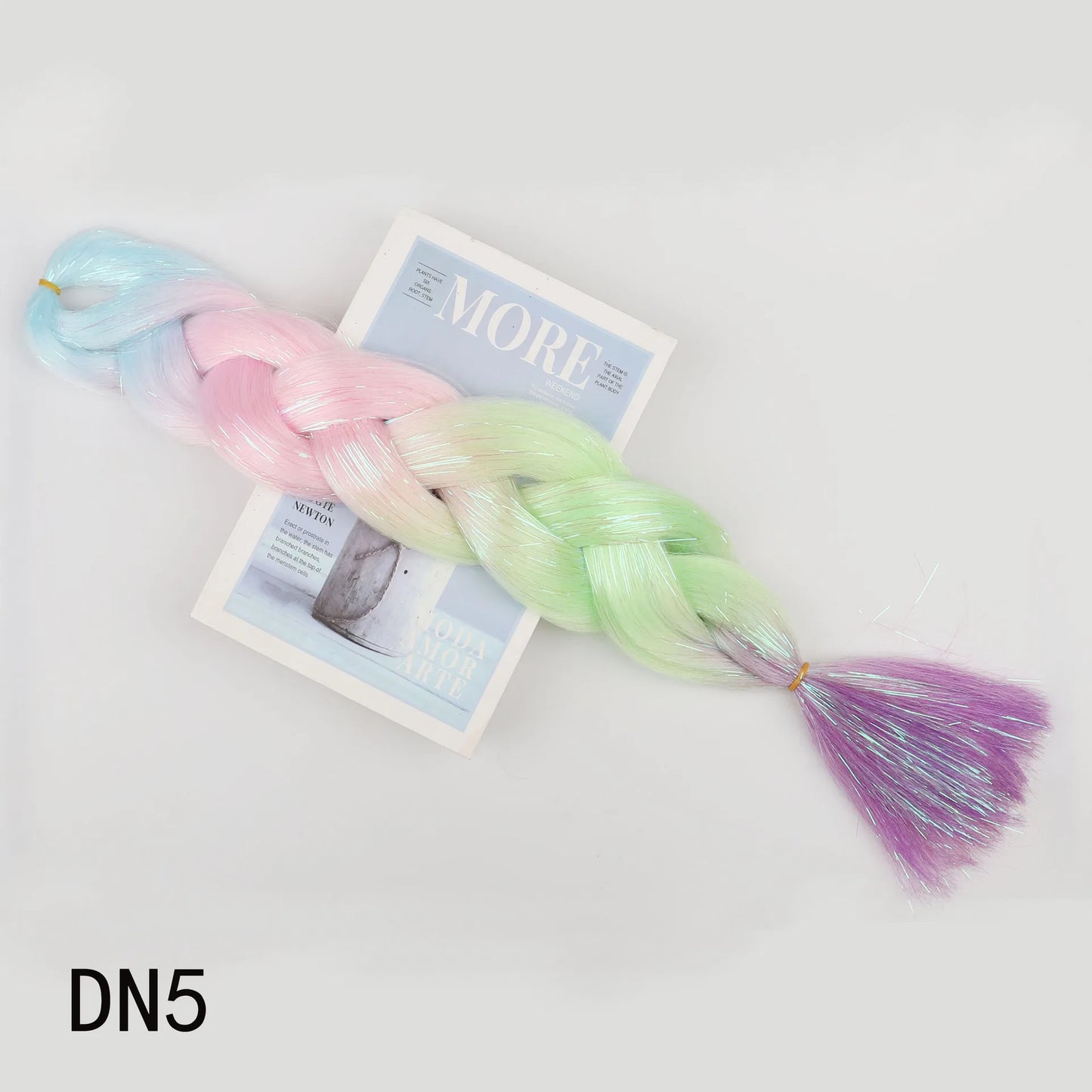 1-4 Packs Ombre Braiding Hair Extensions Synthetic Glitter Sparkle Rainbow Colored Hair 24inch Jumbo Braids Extensions for Women