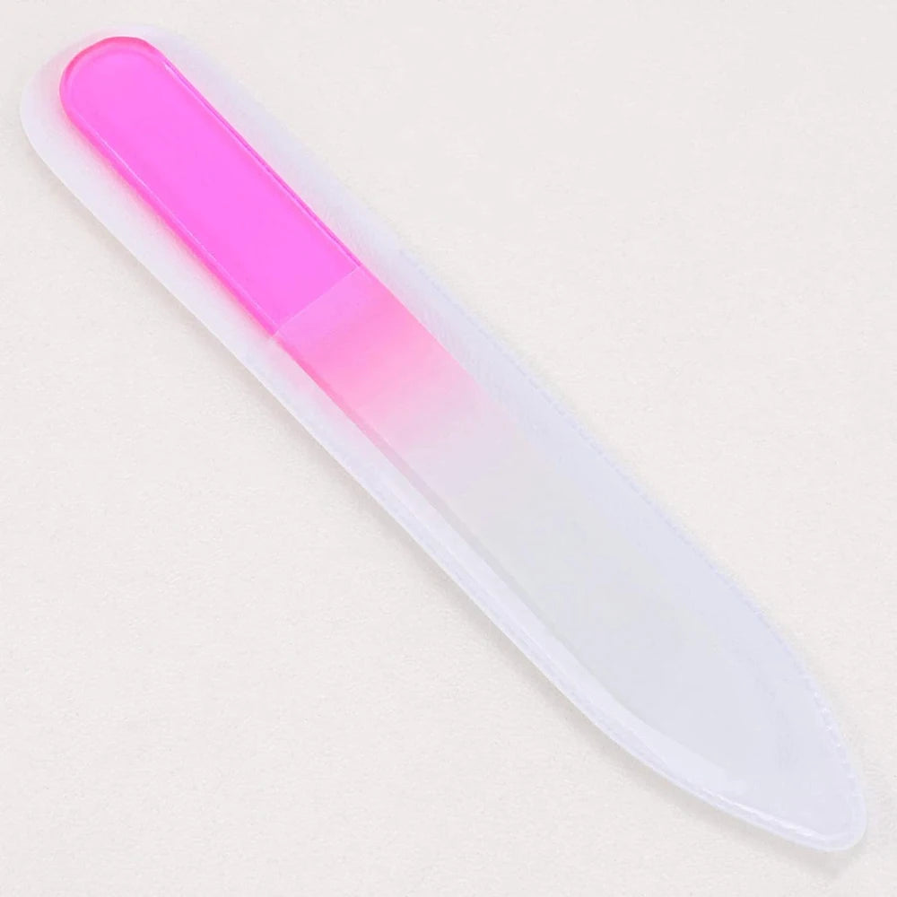 5pcs Glass Nail File Fingernail Files For Natural Nail Double-Sided Ombre Etched Travel Filer Professional Manicure Nail Tools *