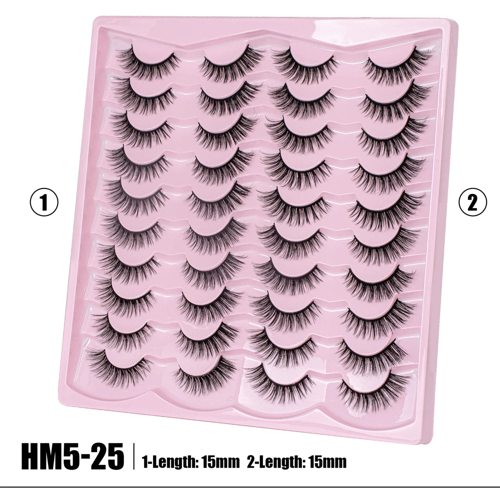 2 Style 20 Pairs Eyelash 3D Natural Mink False Eyelashes Makeup Fake Eye Lashes Faux Cilios Make Up Beauty Tools Wholesale