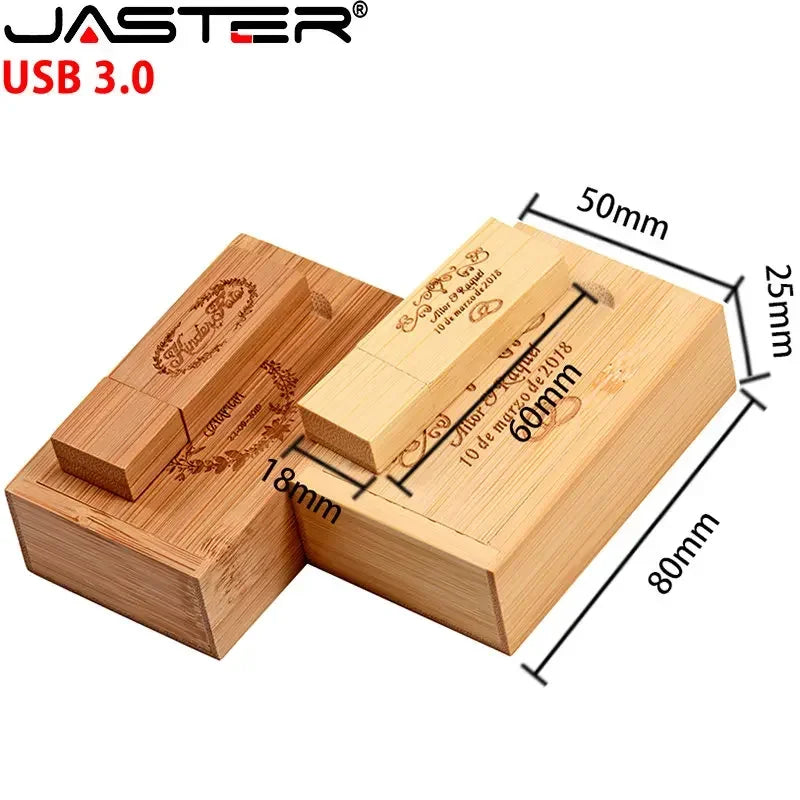 Wooden USB 3.0 Flash Drive 128GB High Speed Pen Drive 64GB Free Custom Logo Memory Stick Photography Wedding Gifts Pendrive 32GB