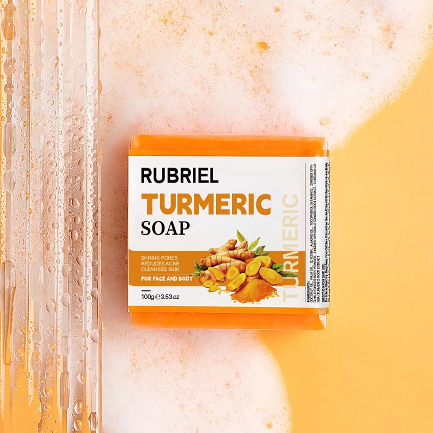 100g  Original Turmeric Soap For Dark Spot Skin Whitening Facial Body Hand Make Soap Bar Deep Cleaning Ginger Moisturizing Viralgem Store