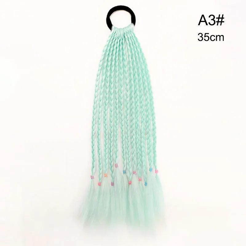 35cm Girl Thicker Wig Ponytail Hair Ropes Kids Twist Braid Rope Headdress Hair Braider Elastic Hair Band Rubber Hair Accessories Viralgem Store