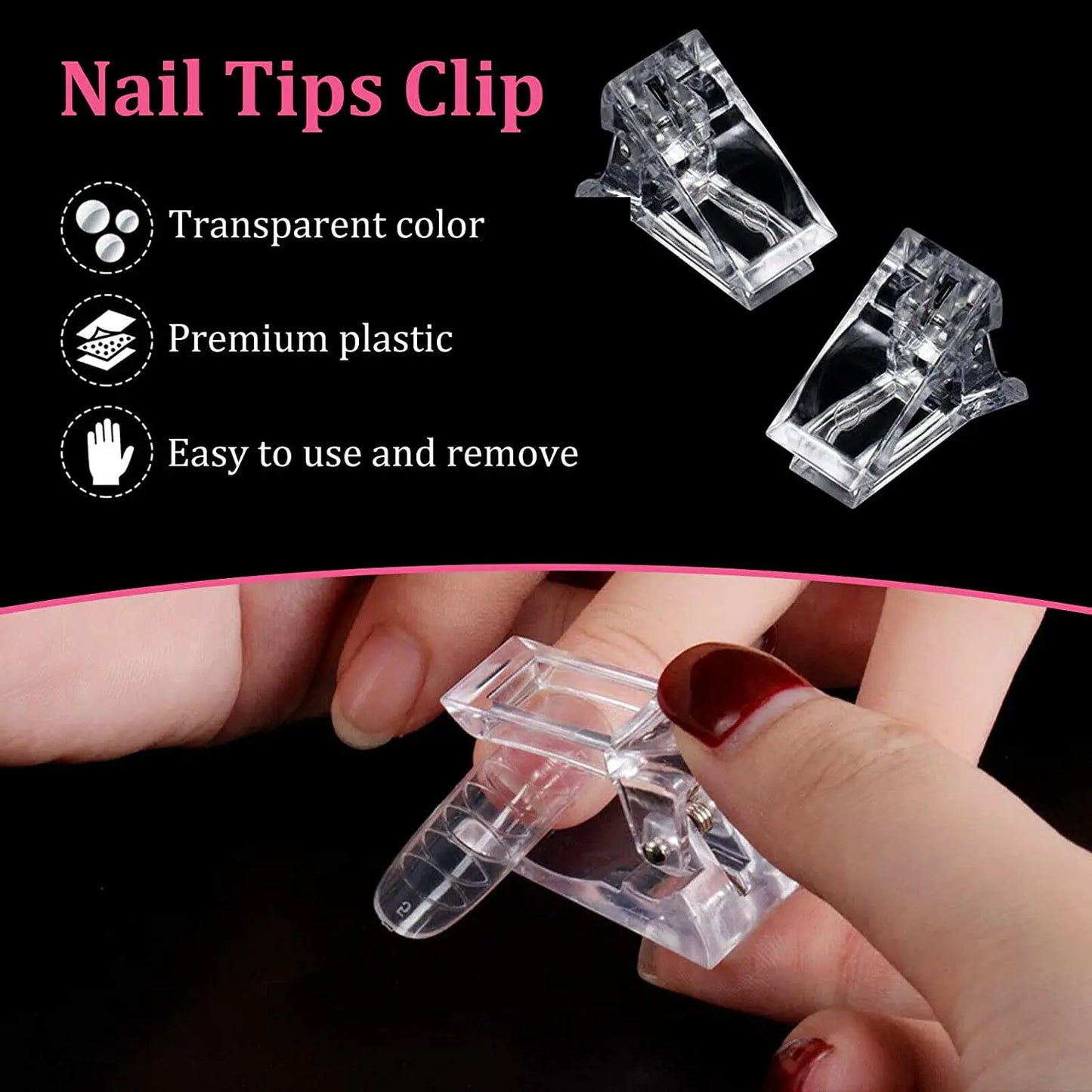 5Pcs Nail Tips Clip, Gel Nail Clamps Finger Extension UV LED Clip