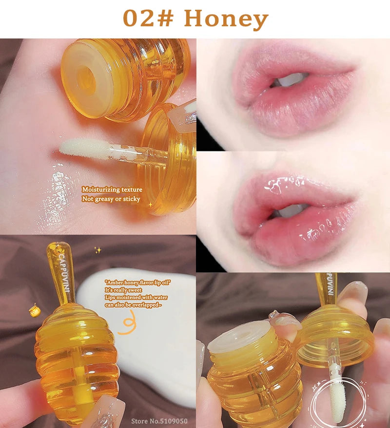 1PC Lip Oil Honey Peach Lip Care Moisturizing Unisex Lip Balm Fade Lip Lines Lip Masks Not Sticky Glossy Clear Lip Gloss Primer