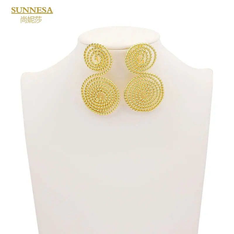 SUNNESA Braid Design Gold Color Drop Earrings Elegant Dubai Big Earrings for Women Italian 18k Gold Plated African Jewelry Viralgem Store