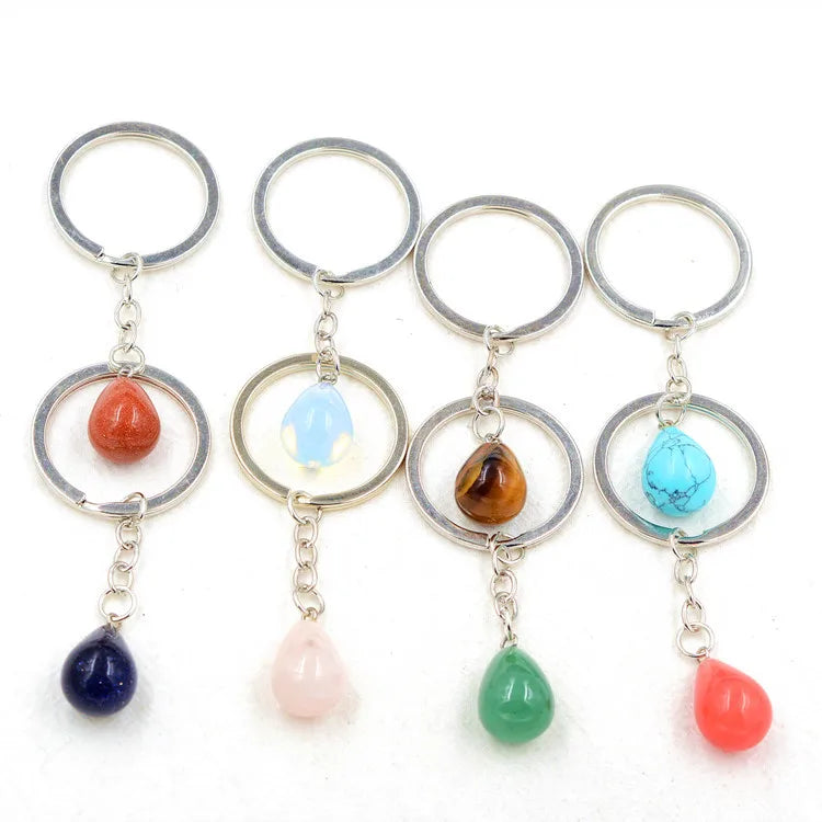 20pcs Natural Rough Raw Stone Crystal Quartzs Keychain Women Men Handbag Hangle Car Key Holder Raw Mineral Stone KeyRing Jewelry Viralgem Store