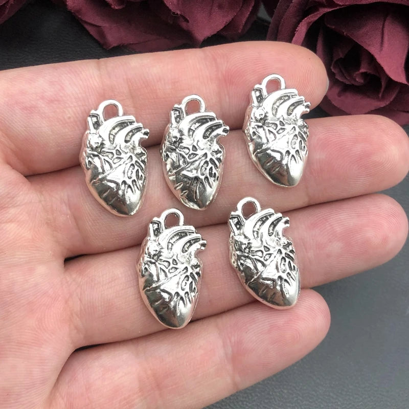5pcs 25*14mm Human Heart Organ Charms Science Medicine Anatomical Pendant Biology Jewelry Finding.DIY.charms for jewelry making Viralgem Store