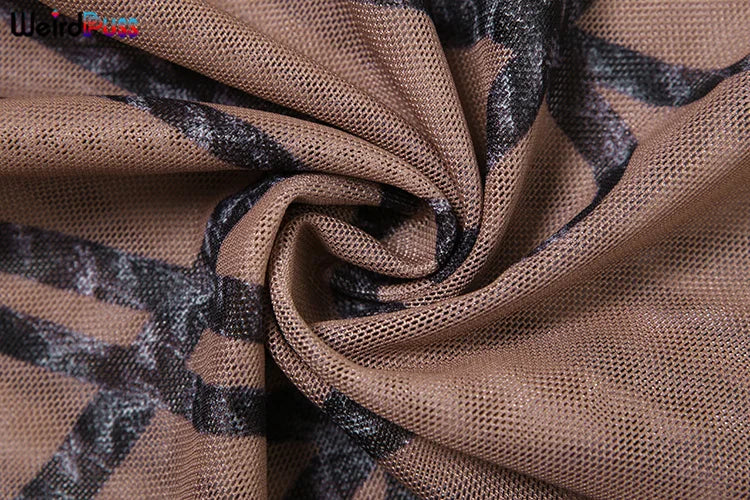 Weird Puss Stripe Print Sexy 2 Piece Set Women See Through Coquette Camisole+Long Skirts Midnight Clubwear Party Matching Suits Viralgem Store