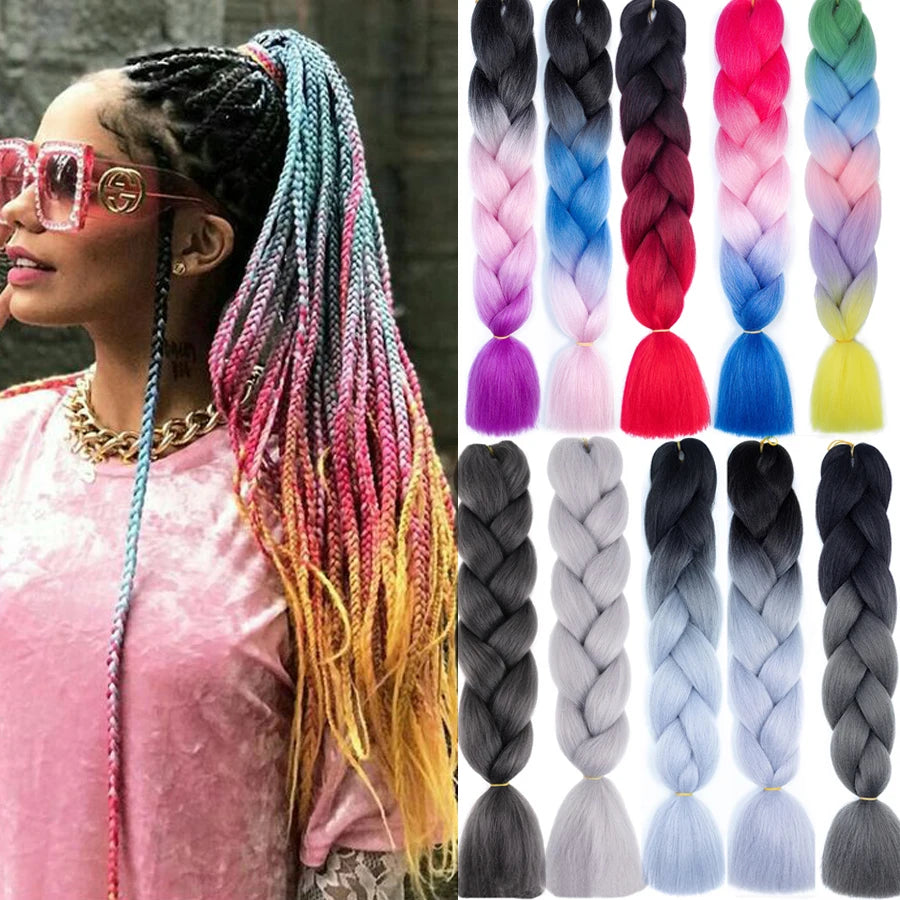 Super Long 165G 200cm Hair Synthetic Jumbo Braiding Hair Extension Heat Resistant Fiber African Ombre Jumbo Braid Hair Women Viralgem Store