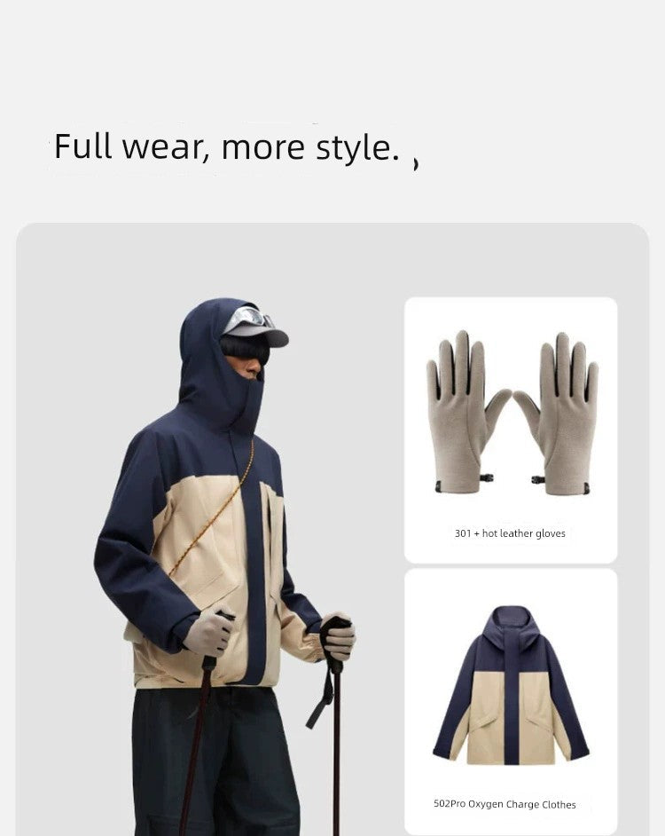 [Same Style as Zhou Dongyu] Banana Inner Hot Leather 301 + Gloves Touch Screen Cycling Skiing Outdoor Keep Warm Men and Women Winter Viralgem Store