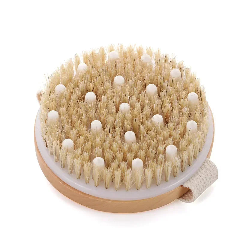 2 In 1 Dry Skin Body Massage Brush Natural Bristle Dead Skin Remover Anti Cellulite Exfoliates Blood Circulation Massage Tools Viralgem Store