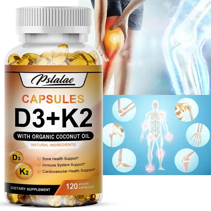 Vitamin D3 + K2 - Help Regulate Calcium Metabolism, Promote Bone, Teeth and Skin Health, Support Immunity - 120 Capsules Viralgem Store