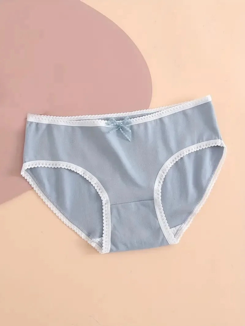 5pcs Heart  Plaid Print Briefs Comfy  Cute Bow Intimates Panties Women's Lingerie  Underwear Viralgem Store