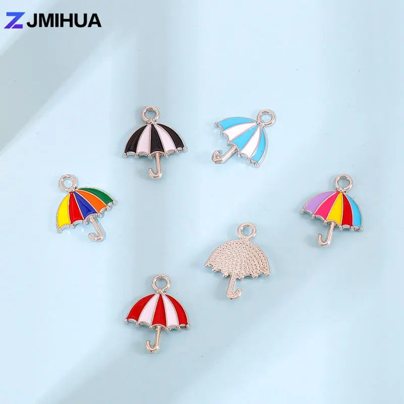 20pcs/lot Metal Enamel Cute Umbrella Charms For Jewelry Making Earrings Pendant Necklaces Bracelets DIY Handmade Accessories