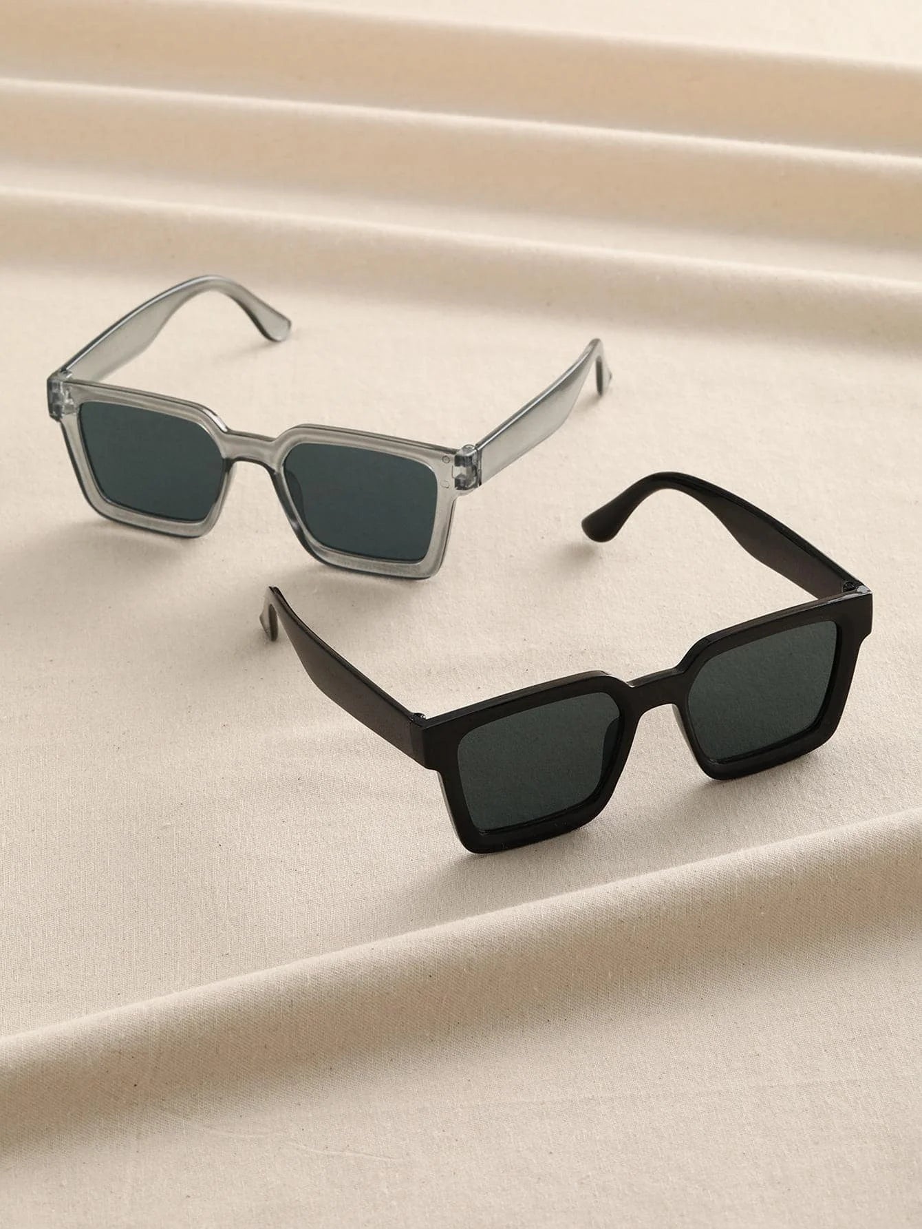 2pcs Women Men Square Frame Fashion Sunglasses For Vacation Driving UV400 Cycling Accessories