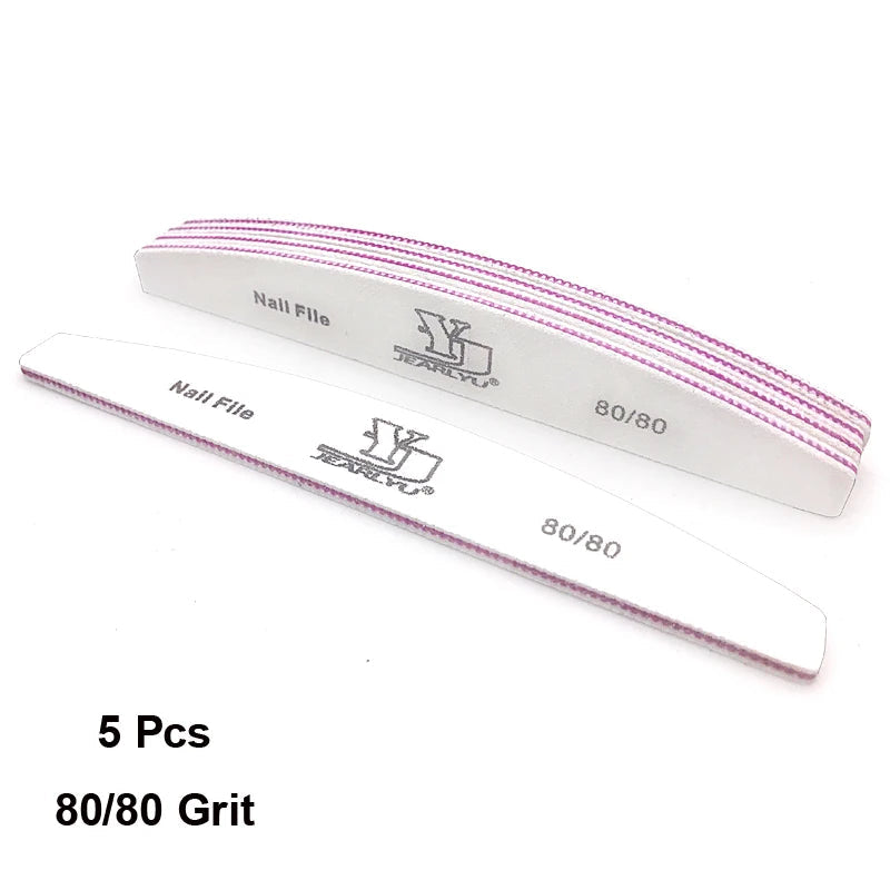 5Pcs/Lot Nail File Mix Color Limas 80/100/150/180/240 Grit Professional Sandpaper Cuticle Remover Buffer Files Manicure Tool Set Viralgem Store