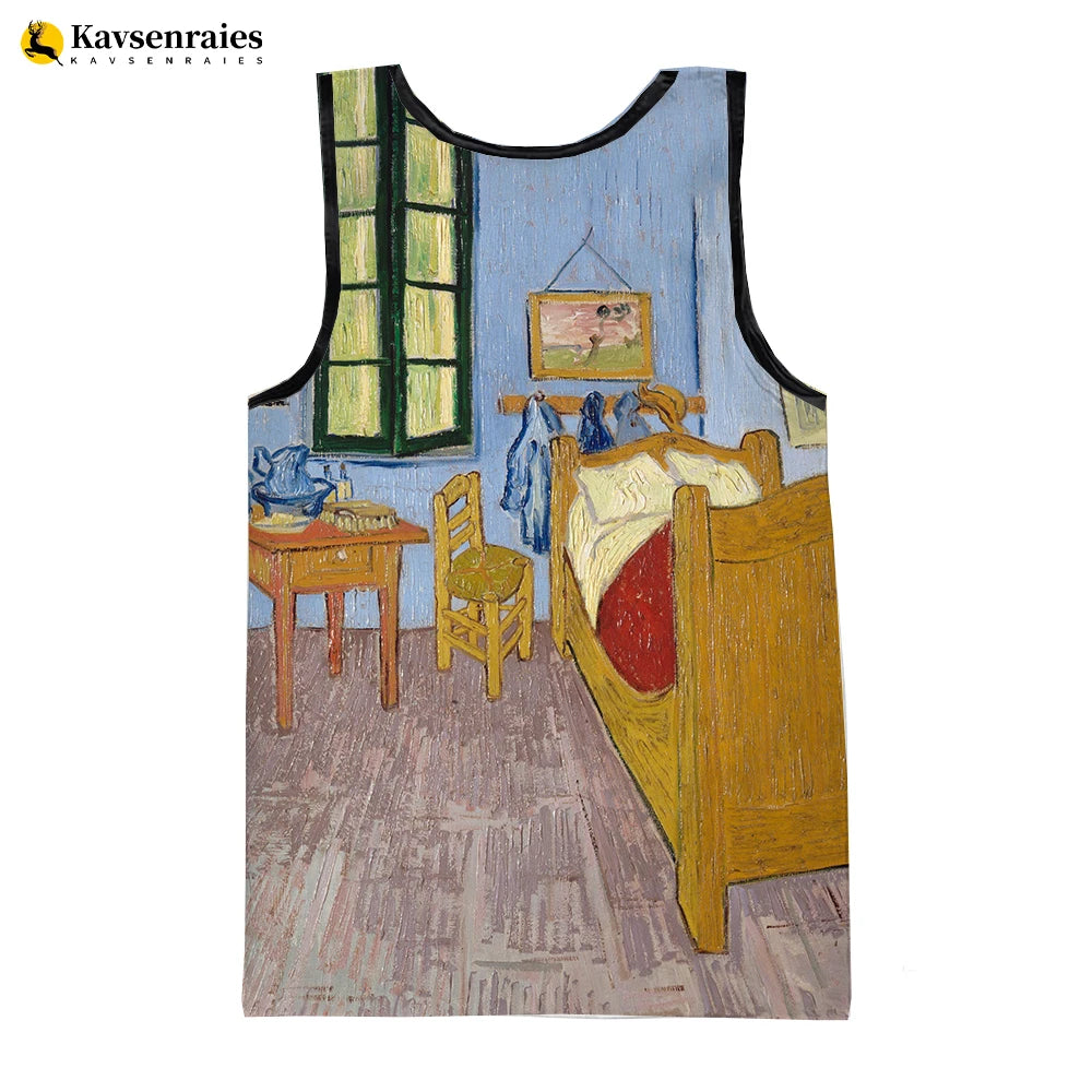Van Gogh Oil Painting 3D Printed Tank Tops Men Summer Vest Women Casual Sleeveless Shirts Hip Hop Streetwear Oversized Tops
