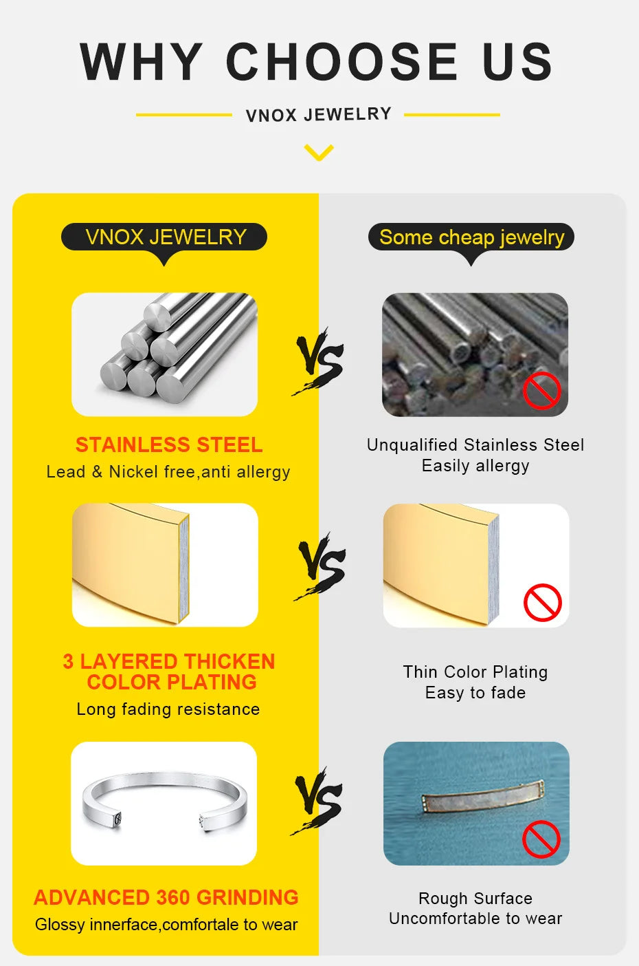 Vnox Cross Necklace for Men Women, Silver Color Plain Cross Pendant Collar with Stainless Steel Box Chain Viralgem Store